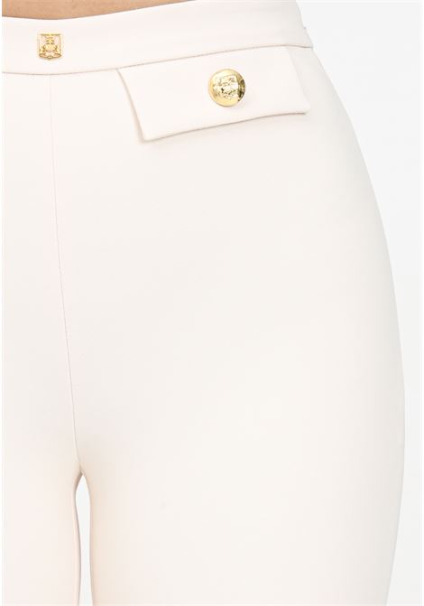 Pantalone elegante panna da donna con rivetto logo ELISABETTA FRANCHI | PA02446E2193